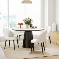 HOMCOM Modern Dining Chairs Set of 4, Upholstered Dining Room Chairs with Metal Legs, Shell Backrest, Padded Seat, Cream White(m-8)