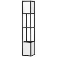 HOMCOM Modern Shelf Floor Lamp with Dual Ambient Light, Standing Lamp Living Room, Bedroom, 10.25"x10.25"x61.5", Black(m-11)