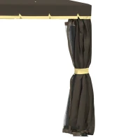 Outsunny 10' x 10' Patio Gazebo, Aluminum Frame Double Roof Outdoor Gazebo Canopy Shelter with Netting & Curtains, for Garden, Lawn, Backyard and Deck, Coffee(m-9)