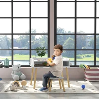 Qaba 3 in 1 Kids Table and Chair Set for Playing, Drawing, Reading, Art, Craft, for Nursery, Playroom, Blue(m-1)