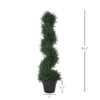 Outsunny 3FT Topiary Artificial Faux Cedar Tree Spiral Fake Plant, Pre-potted & Features High-Quality Detailed Look for Indoor or(m-3)