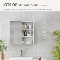 kleankin 24" x 24" Medicine Cabinet, Wall Mounted Bathroom Mirror Cabinet with Mirrored Doors, Adjustable Shelves and Soft Close Mechanism, High Gloss White(m-4)