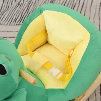 Qaba Kids Ride-On Rocking Horse Toy Frog Style Rocker with Fun Music, Seat Belt & Soft Plush Fabric Hand Puppet for Children 18-36 Months(m-9)