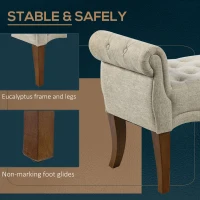 HOMCOM Traditional Style End of Bed Bench, Upholstered Entryway Bench with Button Tufted and Rounded Arm, Beige(m-6)