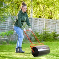 Outsunny Heavy Duty Lawn Roller, 20" Push/Tow Behind Sod Roller, Grass Flattener Filled with 11gal Water/136lbs Sand, Red(m-8)