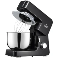 HOMCOM 6 Qt Stand Mixer with 6+1P Speed, 600W and Tilt Head, Kitchen Electric Mixer with Stainless Steel Beater, Dough Hook and Whisk for Baking Bread, Cakes and Cookies, Black(m-1)