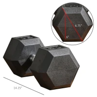 Soozier 2 x 50lbs Hex Dumbbell Set of 2, Rubber Weights Exercise Fitness Dumbbell with Non-Slip Handles, Anti-roll, for Women or Men Home Gym Workout(m-3)