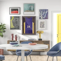 HOMCOM 28" x 35" UV-Resistant Sports Jersey Frame Display Case, Brown(m-9)