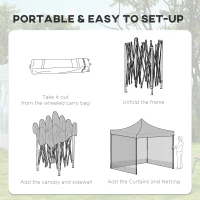 Outsunny 10' x 10' Pop Up Canopy Tent Gazebo with Wheeled Carry Bag and Sides, Height Adjustable for Outdoor, Patio, Garden(m-4)