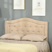 HOMCOM Upholstered Headboard, Button Tufted Bedhead Board, Home Bedroom Decoration for Full-Sized Beds, Beige(m-2)