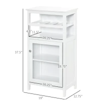 HOMCOM Wine Cabinet with 4 Bottle Wine Rack, Open Shelf, Acrylic Door Cabinet with Adjustable Shelf, White(m-3)