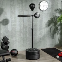 Soozier Free Standing Boxing Bag with Stand, Punching Speed Bag Reaction Bar Challenge with Suction Cups, 64-81in Adjustable Height for Teenagers and Adults, Black(m-2)