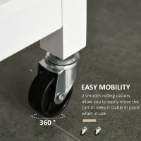 HOMCOM Rolling Kitchen Island with Storage, Kitchen Cart with Solid Wood Top, Glass Door Cabinet, Adjustable Shelf, Towel Rack, 2 Drawers for Dining Room, White(m-6)