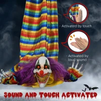 HOMCOM Hanging Clown Corpse Halloween Animatronic, Sound Activated(m-6)