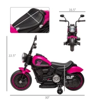 Aosom 6V Kids Motorcycle w/ Training Wheels, Single-Button Start, Pink(m-3)