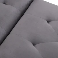 HOMCOM 2-In-1 Chaise Lounge Indoor with Rolled Armrest, Nailhead Trim and Button Tufting, Adjustable Velvet Fabric Upholstered Sofa for Bedroom and Living Room, Grey(m-9)