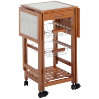 HOMCOM 37" Modern Wooden Kitchen Island with Drop Leaf, Rolling Cart With Basket Storage(m-11)