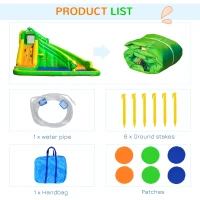 Outsunny 6 in 1 Inflatable Water Slide for Kids Backyard Water Park Castle Bounce House Extra Large Crocodile Style with Basket, Cannon, Pool, Climbing Wall, Slide and Carrybag Without Air Blower(m-8)