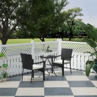 Outsunny Outdoor Patio Wicker Bistro Furniture Set with Cushions, for Porch, Backyard, Garden, White(m-10)