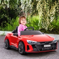 Aosom Ride-On Toy On Car with Remote Control, 12V 3.1 MPH Electric Ride for Kids w/ Suspension System, Horn Honking, Red(m-1)