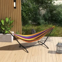 Outsunny 9.5ft Hammock Stand Only, Portable Hammock with Wheels, Adjustable Hammock Net Stand, for String-style, Brazilian-style, Flat-style, Rope-style Hammocks, Black(m-8)