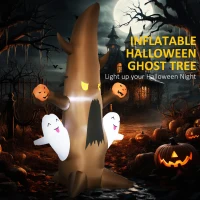 Outsunny 5' Halloween Inflatables Outdoor Decorations Ghost Tree with Pumpkins, Blow-Up LED Yard Decor Indoor Outdoor for Garden, Lawn, Party, Holiday(m-4)