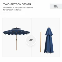 Outsunny 8.8' Patio Umbrella with Push Button Tilt and Crank, Dark Blue(m-8)