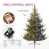HOMCOM 7.5 ft Artificial Christmas Tree, Prelit Christmas Tree with 300 LED Lights, 1218 Branch Tips and Wide Metal Base, Green(m-5)