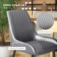 HOMCOM Upholstered Kitchen Chairs, Modern Dining Chairs Set of 4 with Diamond Tufting and Steel Legs for Dining Room, Grey(m-5)