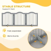 PawHut 24" Freestanding Pet Gate For Dogs with 2 Support Feet, Light Grey(m-7)