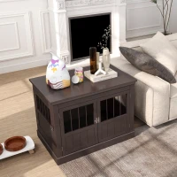 PawHut 31" Dog Crate Furniture End Table with Three Doors for Small Dogs, Coffee(m-9)