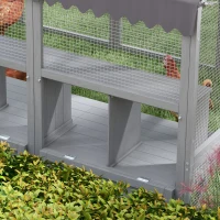 PawHut 9.2' x 6.1' Large Chicken Coop with Nesting Box, Water-Resistant and Anti-UV Cover for 8-12 Chickens, Gray(m-9)