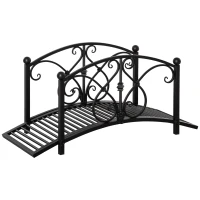 Outsunny Garden Bridge 3.3FT, Decorative Classic Backyard Pond Bridge with Safety Railings Black(m-2)