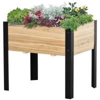 Outsunny 32'' x 24'' x 29'' Raised Garden Bed, Metal Legs Elevated Planter Box for Backyard, Patio to Grow Vegetables, Herbs, and Flowers(m-11)