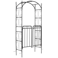 Outsunny 7' Metal Garden Arbor Arch with Scrollwork Doors for Ceremony, Weddings, Party, Backyard, Lawn(m-2)