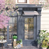 Outsunny Awning Door Canopy, 40.6" x 38" Polycarbonate Front Door Outdoor Patio Cover with Hollow Sheet for UV Protection, Clear(m-1)