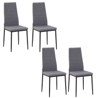 HOMCOM Modern Dining Chairs Set of 4, Upholstered Linen Fabric Kitchen Chairs with Channel Tufting and Metal Legs for Living Room, Dining Room, Bedroom, Grey(m-2)