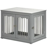 PawHut Dog Crate Furniture, Dog Kennel with Three Doors, Locks and Latches, Indoor Use, for Medium Dogs, Grey(m-2)