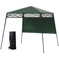 Outsunny 7' x 7' Pop Up Canopy Gazebo Tent with Backpack & Adjustable Legs, Green(m-2)