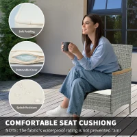 Outsunny 5 Piece Rattan Patio Dining Set with Umbrella Hole, Cushions, Outdoor Patio Table and Chairs for Garden Backyard, Teak(m-7)