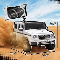 Aosom 12V Mercedes Benz G500 Licensed Kids Electric Car with Remote Control, Headlights, Music, Suspension & Storage, White(m-3)
