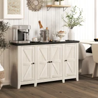 HOMCOM Rustic Sideboard, Buffet Cabinet with Adjustable Shelves for Living Room, Dining Room, Entryway, White Wood Grain(m-1)