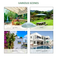 Outsunny 6FT Round Beach Umbrella with Tilt Mechanism, Outdoor UV Protection Sun Shaded Canopy with Push Button, Striped Green(m-6)