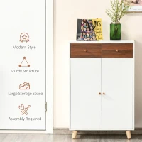 HOMCOM Shoe Cabinet with Doors for Entryway Modern Storage Organizer with Shelves Drawers for Hallway for 12 pairs Walnut(m-6)