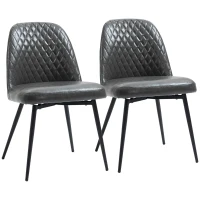 HOMCOM Dining Chairs Set of 2, Modern Kitchen Chairs with Faux Leather Upholstery and Steel Legs for Living Room, Dining Room, Bedroom, Dark Gray(m-2)