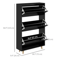 HOMCOM Slim Shoe Storage Cabinet with 3 Flip Drawers and Adjustable Shelves, Shoe Cabinet for 18-24 Pairs, Black(m-3)