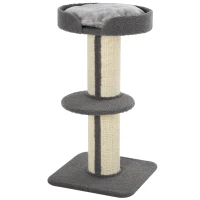PawHut Cat Tree Kitty Tower with Sisal Mat Scratching Post, Cat Bed, Cushion, Perch, 18" x 18" x 36", Grey(m-11)