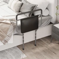 HOMCOM Bed Rail for Adults Safety, Height Adjustable Bed Assist Rail Grab Bar with Storage Pocket, Grey(m-8)