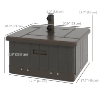 Outsunny 3-in-1 Outdoor Umbrella Base with Wheels and Handles, End Table, Flower Box Planter with Hole, 176 lbs. Capacity, Brown(m-3)