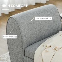 HOMCOM Modern Upholstered Storage Bench with Arms, Linen-Feel Fabric Ottoman Bench for Bedroom Entryway Living Room, Light Gray(m-5)